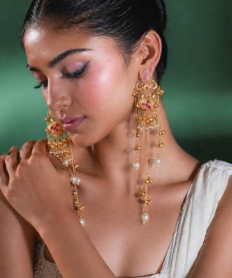 Gold Plated Floral Kashmiri Earrings 3