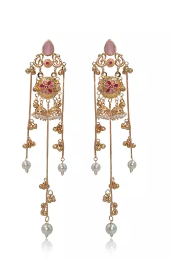 Gold Plated Floral Kashmiri Earrings