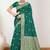 Sangam prints green cotton blend woven work traditional saree