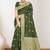 Sangam prints mehndi green cotton blend woven work traditional saree