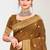 Sangam prints brown cotton blend woven work traditional saree