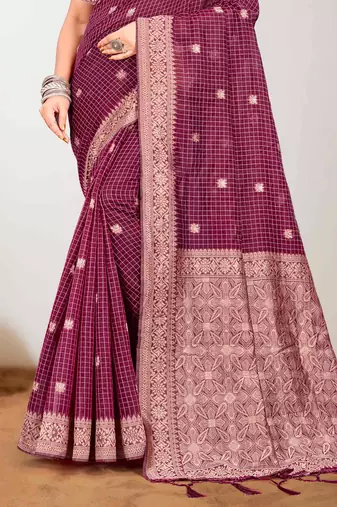 Sangam prints pink cotton blend woven work traditional saree