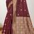 Sangam prints maroon cotton blend woven work traditional saree