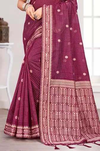 Sangam prints pink cotton blend woven work traditional saree