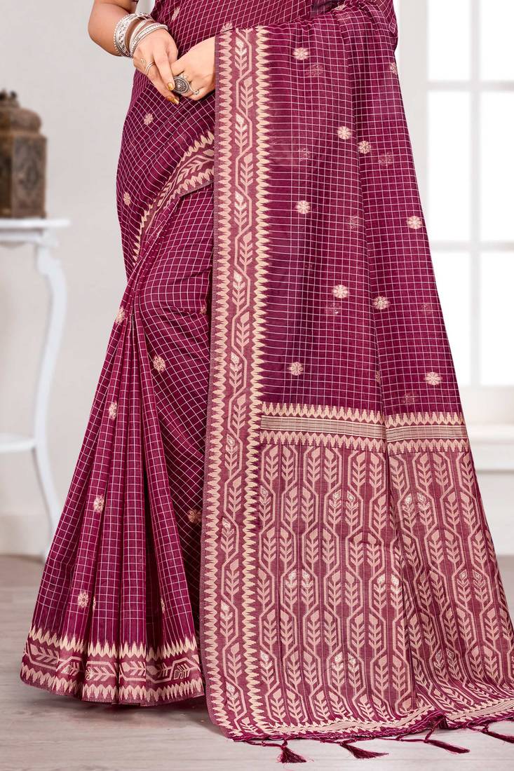 Sangam prints pink cotton blend woven work traditional saree
