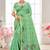 Sangam prints mint green cotton blend woven work traditional saree