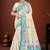 Sangam prints sky blue cotton blend woven work traditional saree