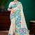 Sangam prints sky blue cotton blend woven work traditional saree