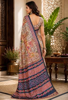sangam prints cream multicolor pashmina silk blend woven work traditional saree 2
