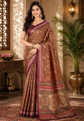 sangam prints maroon pashmina silk blend woven work traditional saree 1