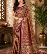 sangam prints maroon pashmina silk blend woven work traditional saree