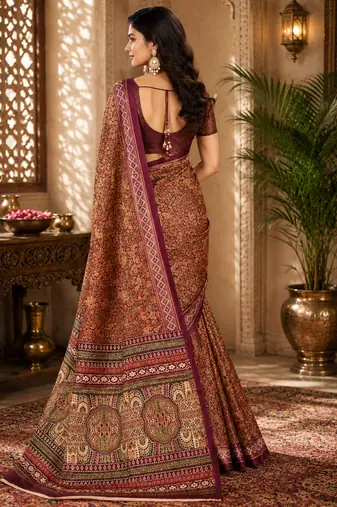 sangam prints maroon pashmina silk blend woven work traditional saree