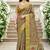Sangam prints sage green cotton blend woven work traditional saree