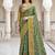 Sangam prints olive cotton blend woven work traditional saree