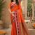 sangam prints orange soft silk blend woven work traditional saree
