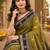 sangam prints olive green soft silk blend woven work traditional saree