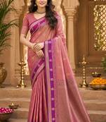 sangam prints dusty rose pink soft silk blend woven work traditional saree