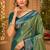 sangam prints sea green soft silk blend woven work traditional saree