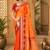sangam prints bright orange soft silk blend woven work traditional saree
