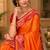 sangam prints bright orange soft silk blend woven work traditional saree