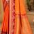 sangam prints bright orange soft silk blend woven work traditional saree