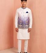 Men banarasi silk kurta and satin jacket set