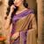 sangam prints taupe gold soft silk blend woven work traditional saree