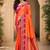 sangam prints coral orange soft silk blend woven work traditional saree