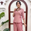 Pink hand work embroidered short kurti palazzo set for women