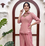 Pink hand work embroidered short kurti palazzo set for women