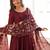Maroon roman silk chanderi 16 kali anarkali gown set with embroidered dupatta
