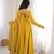 yellow roman silk chanderi 16 kali anarkali gown set with embroidered dupatta