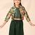 Girls floral printed crop top with jacket and wide-leg palazzo pant set(green)