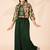 Girls floral printed crop top with jacket and wide-leg palazzo pant set(green)