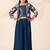 Girls floral printed crop top with jacket and wide-leg palazzo pant set(blue)
