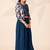 Girls floral printed crop top with jacket and wide-leg palazzo pant set(blue)