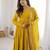 yellow roman silk chanderi 16 kali anarkali gown set with embroidered dupatta