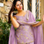 Mauve purple heavy diamond silk sequins zari & thread embroidered sharara suit set with dupatta