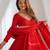 Red pure blooming vichitra silk blend anarkali gown set