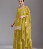 Olive heavy chinon sequins salwar suit set
