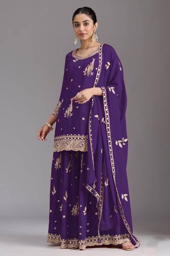 purple heavy chinon sequins salwar suit set