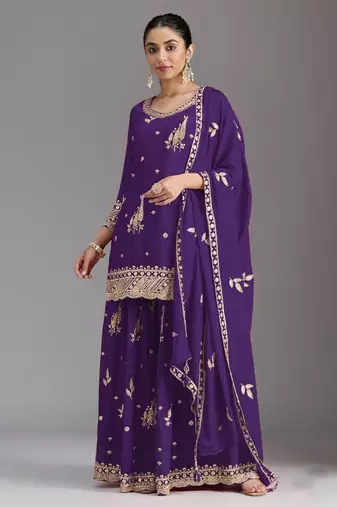 purple heavy chinon sequins salwar suit set