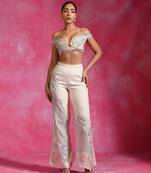 Ivory embroidered luxe muslin organza co ord set