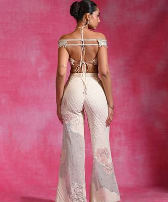 Ivory embroidered luxe muslin organza co ord set 2
