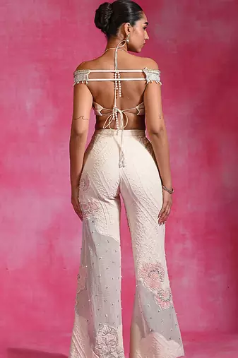 Ivory embroidered luxe muslin organza co ord set