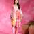 Sugar pink printed crepe tunic kurta set