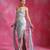 Ice blue embroidered net organza skirt set