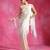 Ivory embroidered lycra net draped saree set