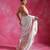 Ivory embroidered lycra net draped saree set