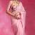 Sugar pink embroidered organza saree set